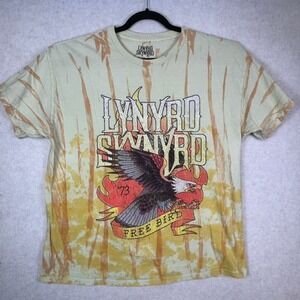 Lynyrd Skynyrd Free Bird Graphic Tie Dye T-Shirt Mens L/XL Yellow Orange Eagle